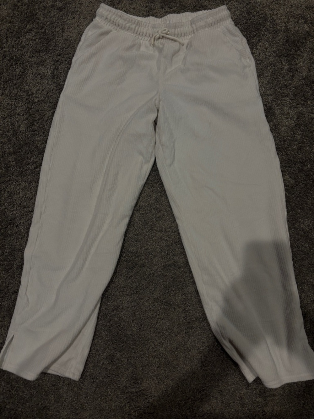 All In Motion Girls White Fuzzy Striped Wide Leg Sweatpants - Size 14 Girls